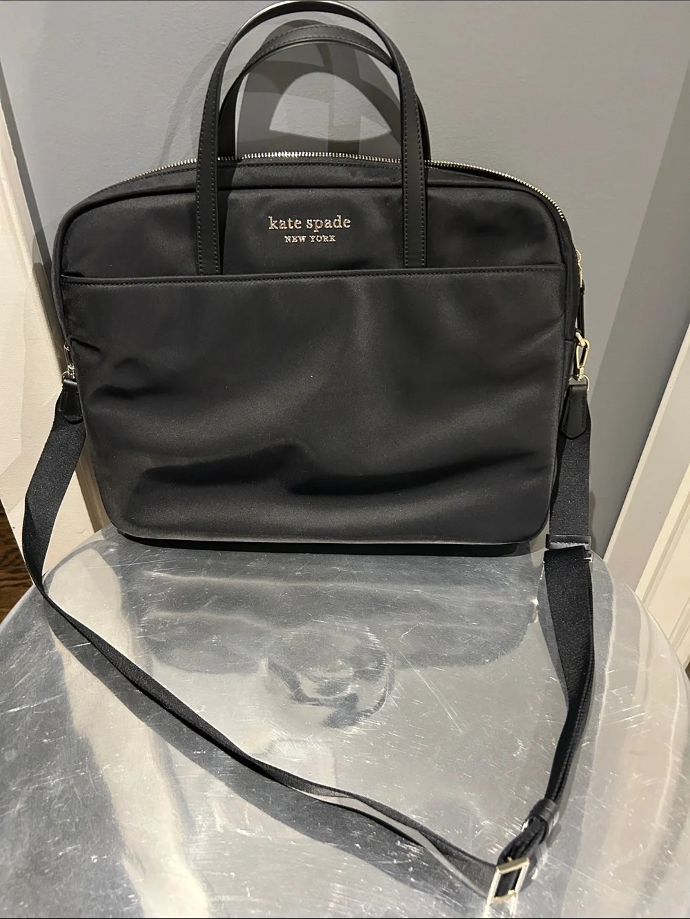 Kate Spade Black Nylon Laptop Briefcase/Travel bag with Detachable Strap